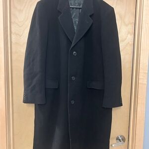 Hammersley English Wool Blend Classic Black Men's Overcoat